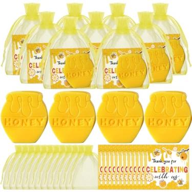 Imagem de Conelist Conjunto de 24 conjuntos de sabonetes de chá de bebê com tema de abelha, lembrancinhas de festa de mel, presentes de convidados com cartões de agradecimento, sacos a granel, sabonete