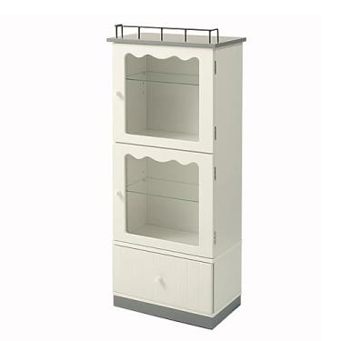 Imagem de パレットライフ PaletteLife Armário de exibição pastel de 3 camadas com portas de vidro, tipo caixa, cinza e branco, prateleira ajustável para bonecos, pelúcia e colecionáveis, à prova de poeira, gaveta