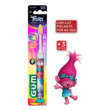 Imagem de Kit Higiene Oral Infantil Trolls - Com Escova Que Brilha 60 segundo - 