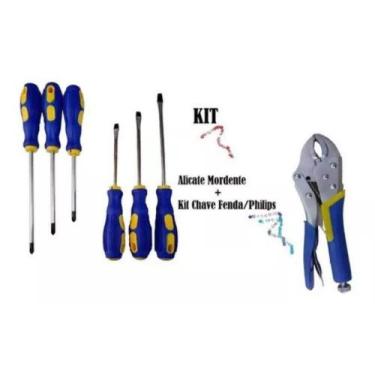 Imagem de Kit Alicate De Pressão 10'' Mordente Curvo/kit Fenda/philips - Império