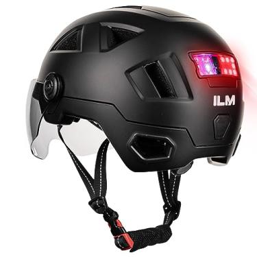 Imagem de ILM Capacete de bicicleta adulto inteligente com sensor G automático e aviso de freio com controle de luz LED, capacetes de bicicleta para ciclismo de estrada para homens e mulheres E3-12LS preto