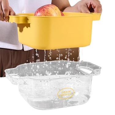 Imagem de Cesta de Lavagem de Frutas, Tigela Escorredora com Camadas Duplas para Frutas, Coador doméstico Cesta de armazenamento de cozinha para louças, utensílios de cozinha, legumes, frutas Thaely