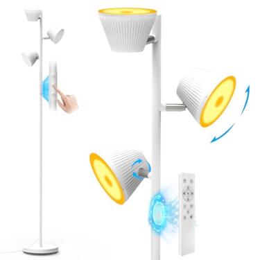 Imagem de Pesken Luminária de chão branca de 42 W, lâmpada de LED super brilhante com controle remoto, lâmpadas de piso reguláveis modernas, controle individual, lâmpada LED de cabeça giratória para sala de