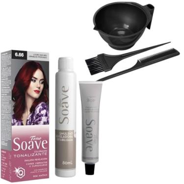 Imagem de Coloração Capilar Tonalizante Sem Amônia Tono Soave Capelli e Kit de Tintura (6.66 Louro Escuro Vermelho Profundo)