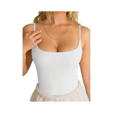 Imagem de Mulheres sem mangas Praça pescoço suspensório, cor sólida, Roupa Sexy,
