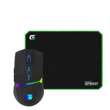 Imagem de Kit Gamer Mouse Crusader Mouse Pad Mpg 101 Verde Fortrek