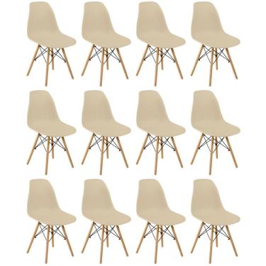 Imagem de Conjunto 12 Cadeiras Charles Eames Eiffel Wood Base Madeira - Nude