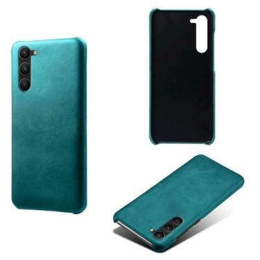 Imagem de Capa para Samsung Galaxy S23,Proteção contra quedas,Casca de volta de cor sólida simples,Design de couro de imitação de plástico-Green