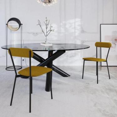 Imagem de Cadeira de Jantar Avulsa Vintage Emília com Estrutura Preta - Metalig