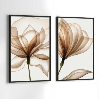 Imagem de Conjunto Quadros Decorativos com Moldura Flor de Lotus Clean Neutro Ma