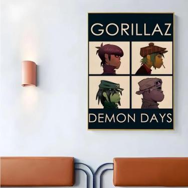 Imagem de Adesivo De Pôster De Papel Kraft Vintage Gorillaz Hip Hop, Decoração D