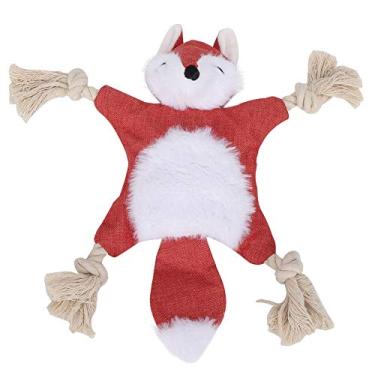 Imagem de GLOGLOW Brinquedo de mastigar para cães, pelúcia macia, não tóxica, formato de animal, brinquedo de limpeza de profundidade, brinquedo de morder, brinquedo interativo com papel de anel (vermelho)