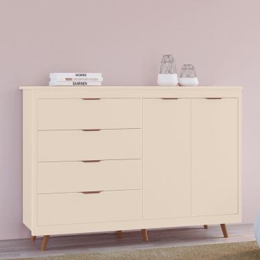 Imagem de Cômoda Valentina 100% MDF Tuboarte com 4 Gavetas 2 Portas e Kit de Pés Estilo Retrô