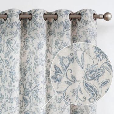 Imagem de Cortinas Lazzzy Linen Farmhouse para sala de estar 214 cm azuis