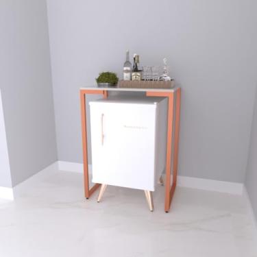 Imagem de Aparador para Frigobar Cervejeira Adega Bar Bancada com Pés de Ferro (Cobre com Branco)