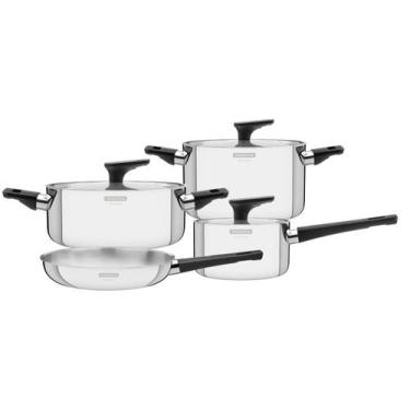 Imagem de Jogo de Panelas Tramontina Inox - Fundo Triplo 4 Peças Grano Baquelite