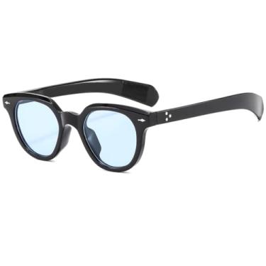 Imagem de VFDHN Óculos de sol retrô oval com rebites, armação, masculino e feminino, lentes degradê, uv400 (7)