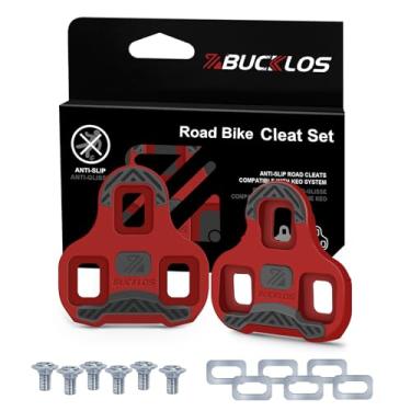 Imagem de BUCKLOS Chuteiras KEO para ciclismo de estrada compatíveis com pedais Look KEO - Chuteiras flutuantes de superfície de TPU antiderrapante para treinamento de peloton interno e ao ar livre (9 graus