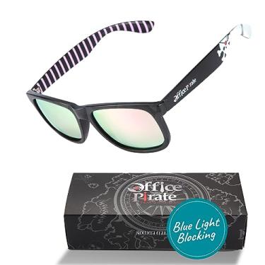Imagem de Sleep ZM Óculos de sol polarizados inspirados em piratas da coleção Office Pirate com lentes espelhadas rosa blush ajudam a bloquear a luz azul e salvar a vida selvagem do oceano e o planeta