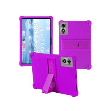 Imagem de Capa para tablet UMIDIGI G1 Tab 2025 de 10,1 polegadas, capa protetora de borracha leve à prova de choque, capa protetora de silicone macio ajustável para crianças, roxa