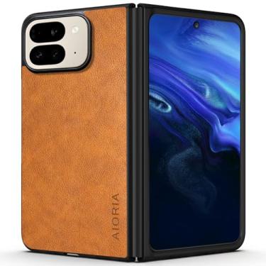 Imagem de Capa dobrável para Google Pixel 10 Pro, capa de telefone de couro premium design retrô capa protetora completa 5G (laranja, para Pixel 10 Pro Fold)