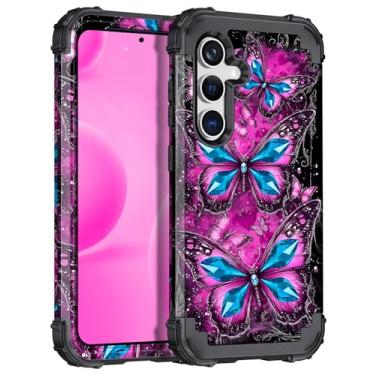 Imagem de Hekodonk Capa para Galaxy S24, proteção resistente à prova de choque de três camadas de plástico rígido + silicone macio capa protetora contra quedas de corpo inteiro para Samsung Galaxy S24, brilha