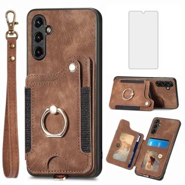 Imagem de Asuwish Capa de telefone para Samsung Galaxy A24 4G/5G capa carteira com protetor de tela de vidro temperado e alça de pulso RFID suporte de cartão de crédito anel acessórios A 24 24A LTE mulheres