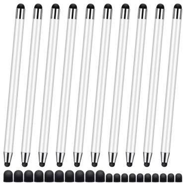 Imagem de Caneta Stylus [Pacote com 10] Canetas capacitivas universais para iPad/iPhone/Smartphones e Tablets, compatíveis com todas as telas sensíveis ao toque capacitivas (10 brancas)
