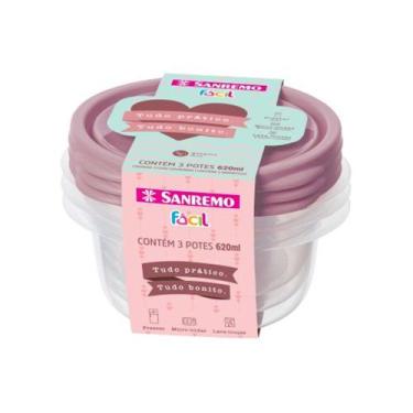 Imagem de Conjunto de 3 Potes Plástico 620ml Sortido Sanremo