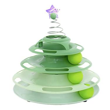 Imagem de HEEPDD Rolo de Brinquedo de Gato Com 3 Níveis, Base Anti -Base Interactive Track Toy Title Turk Toys Balls Cat Track para Batting Perseguir Nan Swatting (Tipo 1)
