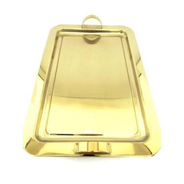 Imagem de Bandeja Retangular Média Dourada Fineza