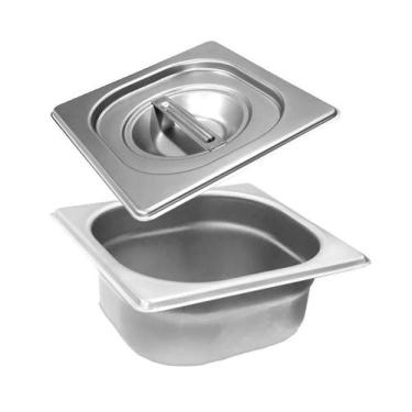 Imagem de CUBA Gastronômica Em INOX GN 1/6x65 mm 900 ml + TAMPA INOX Sem ABERTUR