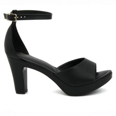 Imagem de Sandália Feminino Via Uno 411003 Salto Grosso Alto Meia Pata Calcanhar