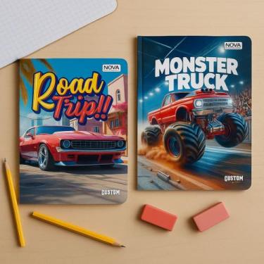 Imagem de Kit Com 4 Caderno Brochura 1/4 Capa Dura 96 Folhas Cada-Custom Driver 