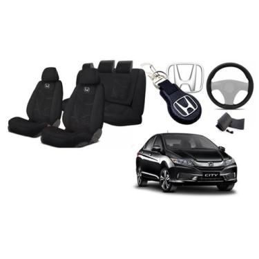Imagem de Kit Capa Personalizada Bancos City 16-19 + Volante + Chaveiro - Ferro 