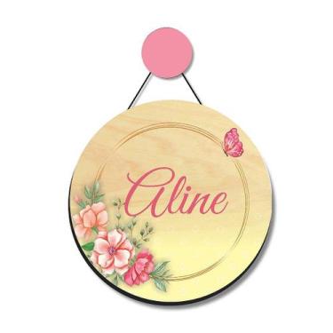 Imagem de Enfeite Porta Maternidade Bebê Nome Personalizado Floral em Aquarela -