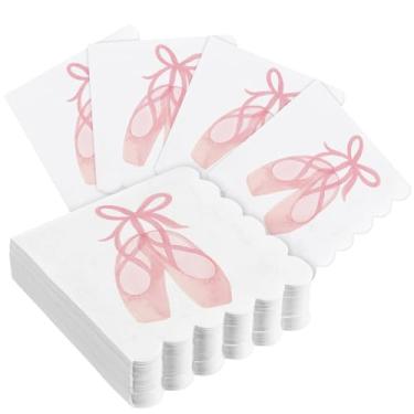 Imagem de Crtiin Pacote com 50 guardanapos de papel de bailarina rosa, 3 camadas, 12,7 x 12,7 cm, guardanapos de coquetel descartáveis com bordas recortadas para decoração de festa de aniversário de chá de bebê