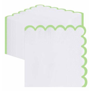 Imagem de SietDESEO Guardanapos recortados de 3 camadas verde limão dobrados 13 x 12 cm, guardanapos de papel descartáveis para jantar, casamento, festa de aniversário
