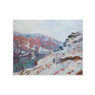 Imagem de Armand Guillaumin Famoso Arte de Parede Pôster-Impressões em Tela para sala de estar-Reprodução pinturas(Vale sob a neve) 60x80cm Sem Moldura
