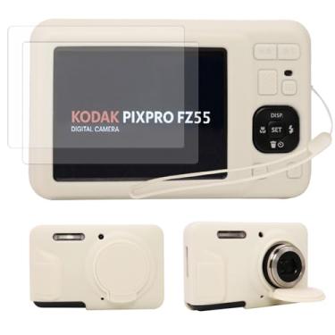 Imagem de Capa de câmera para Kodak Pixpro FZ55, capa protetora de silicone rosa, design slim fit com acessórios (branca)