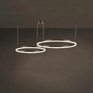 Imagem de Lustre LED moderno regulável, luminárias redondas suspensas, 3 anéis, lustres de teto redondos, hall de entrada, luz pendente de teto ajustável para sala de estar, cozinha, hotéis, 2 anéis d