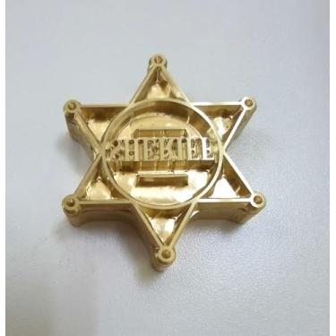 Imagem de AIMOADO Sheriff Badge Branding Iron, ferro de marca de madeira de 3,8 cm para chapéus de couro para marcenaria, logotipo de marca de pão de churrasco para alimentos