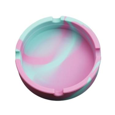 Imagem de Bandeja de cinzeiro 1 peça cinzeiros redondos silicone rosa azul renderização para casa, bar, hotel, escritório, mesa de trabalho, cinzeiro ao ar livre