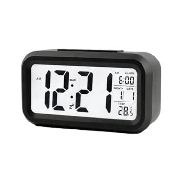 Imagem de RelóGio De Mesa PortáTil Digital | Despertador Com Display De Alta Visibilidade Noturna | Ideal Para Viagens, Quarto E EscritóRio(Preto)