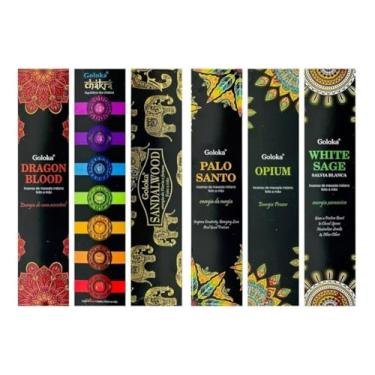 Imagem de Incenso Massala Indiano Goloka - Linha Black Kit 6 Aromas