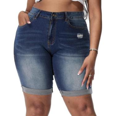 Imagem de Shorts jeans Gocolloa, cintura alta, elásticos, bermudas, 22W, feminin