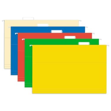 Imagem de HERKKA Pastas de arquivo suspensas, pacote com 30 pastas suspensas de tamanho legal reforçadas com expansão de 0 polegadas, projetadas para arquivos volumosos, tabelas médicas, abas ajustáveis, cores