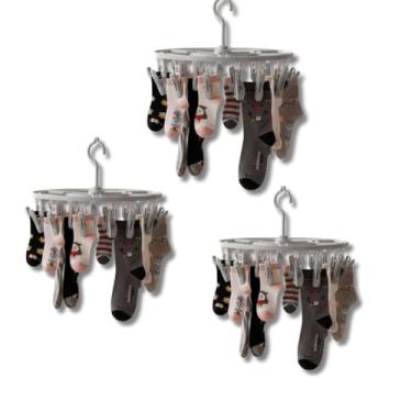 Imagem de Mini Varal Compacto com Prendedores, Redondo 16 Peças ou Oval 10 Peças, Plástico e Aço, Sortido, para Roupas Pequenas e Médias (3, 16 pregadores)