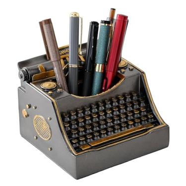 Imagem de Amoysanli Porta-lápis retrô para máquina de escrever, decorativo, de resina, vintage, organizador de mesa para escritores (ferro)