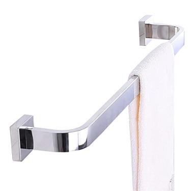 Imagem de Toalheiro moderno de aço inoxidável, cabide de toalhas montado na parede, barra de toalha com acabamento prateado polido, toalheiro para casa de banho, toalheiro de chuveiro individual, montagem com